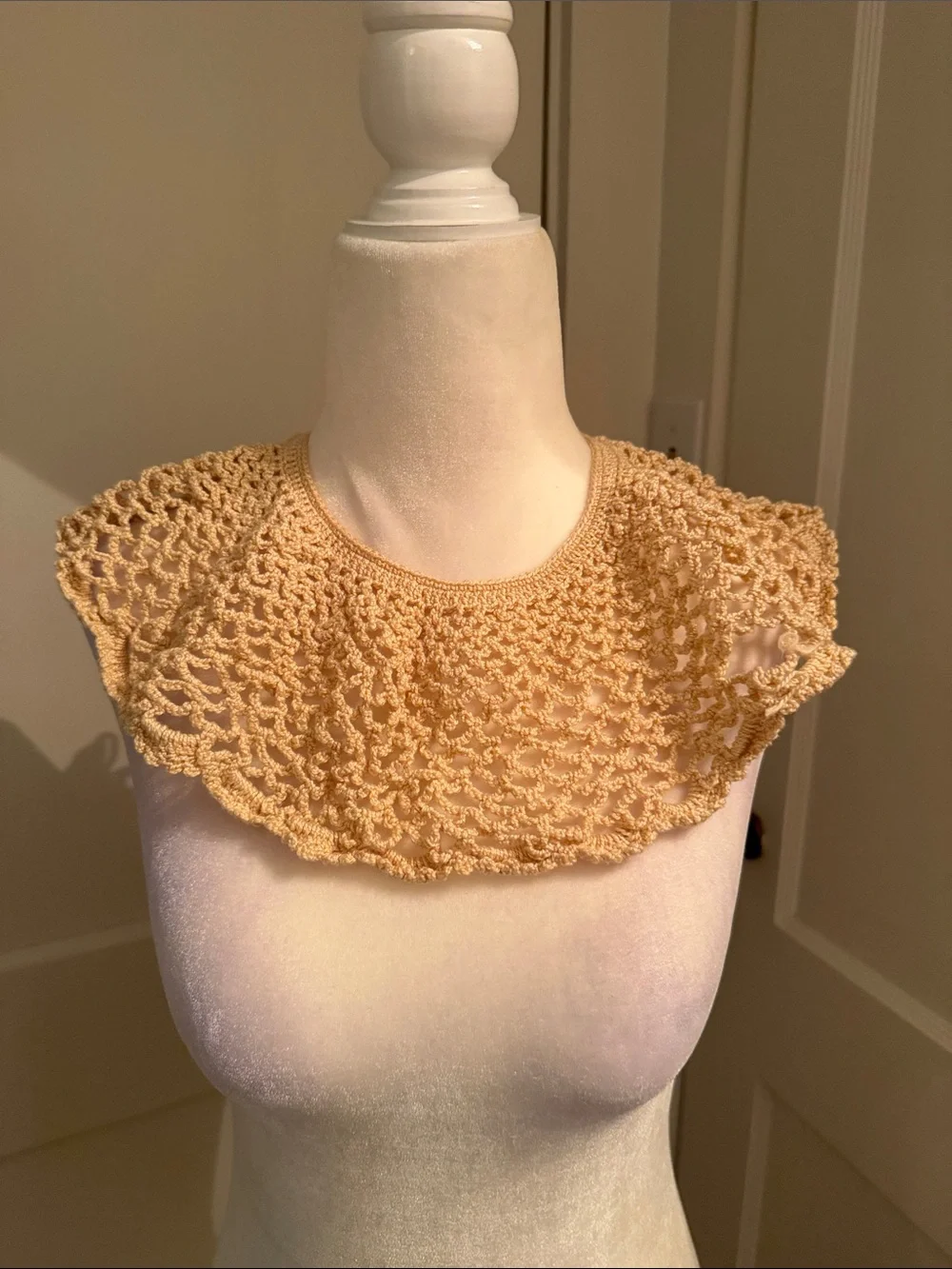 2 Piece Bundle Antique Crochet Detachable Collars in Cream and Beige